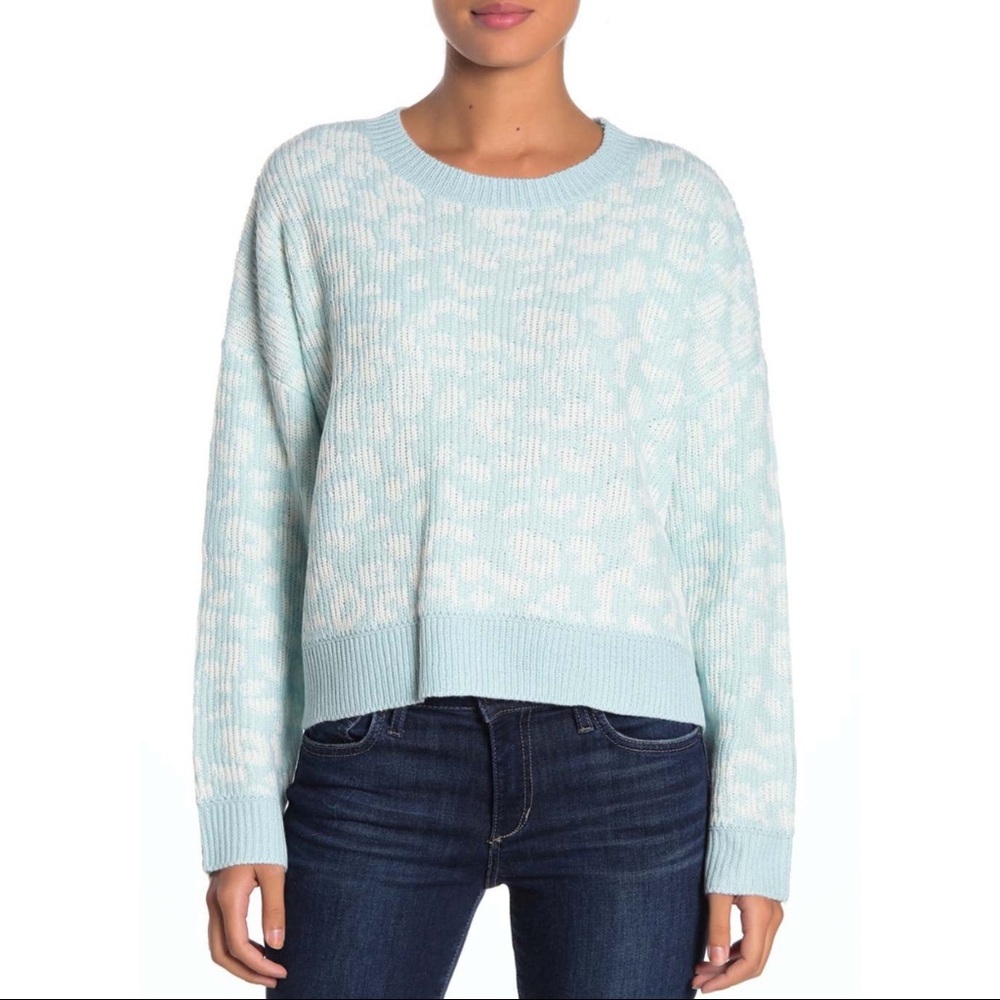 JOHN + JENN NEW w/ Tags Anthropologie Leopard Print Sweater Mint